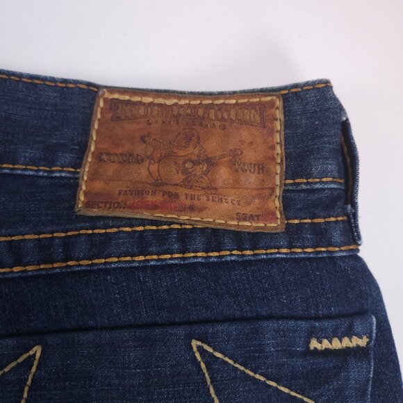 True Religion Jeans 36 Joey Big T Low Rise Rave Twisted Baggy Stitch Jnco Y2K - Picture 6 of 10
